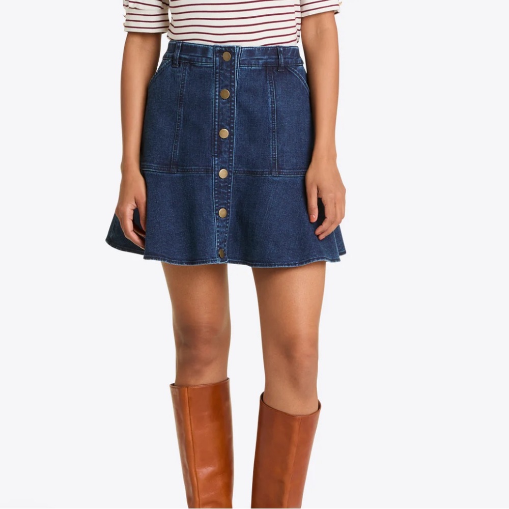 Draper James Denim Button Front Peplum Skirt. High-Waisted. Pockets. Size 8. - Picture 14 of 14
